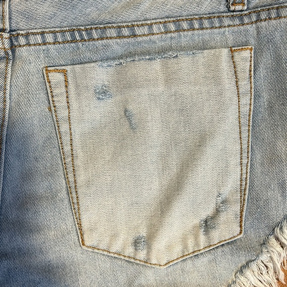 One Teaspoon Rollers Low Waist Long Rise Extreme Curve Raw Hem Jean Shorts 26 - Picture 10 of 14